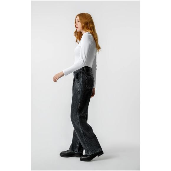 AMO NWT Marcella Pleated Wide Leg Jean in Frosty Black // 31 - Picture 16 of 16